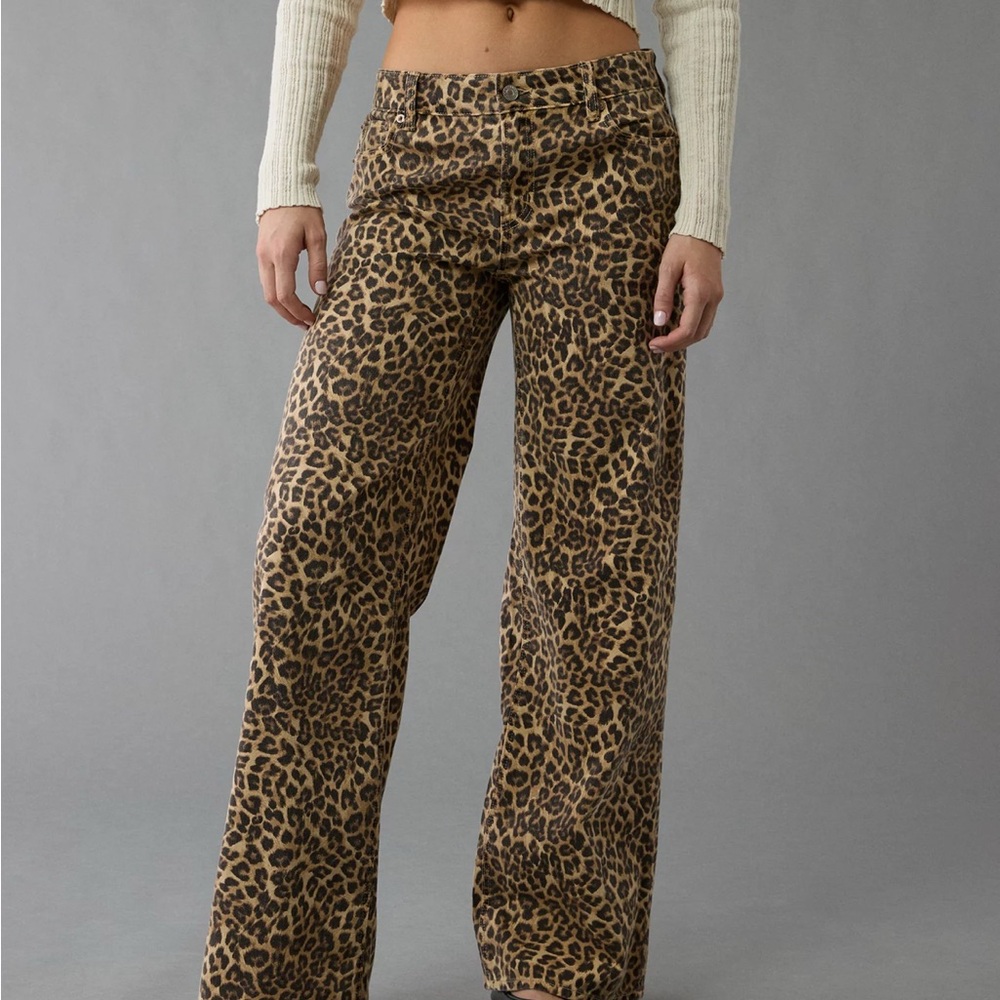 American Eagle Outfitters Leopard Print Wide-Leg Pants